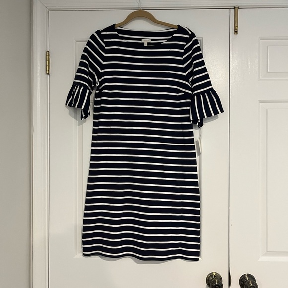 NWT Navy and White Striped Talbots Dress - Picture 1 of 4